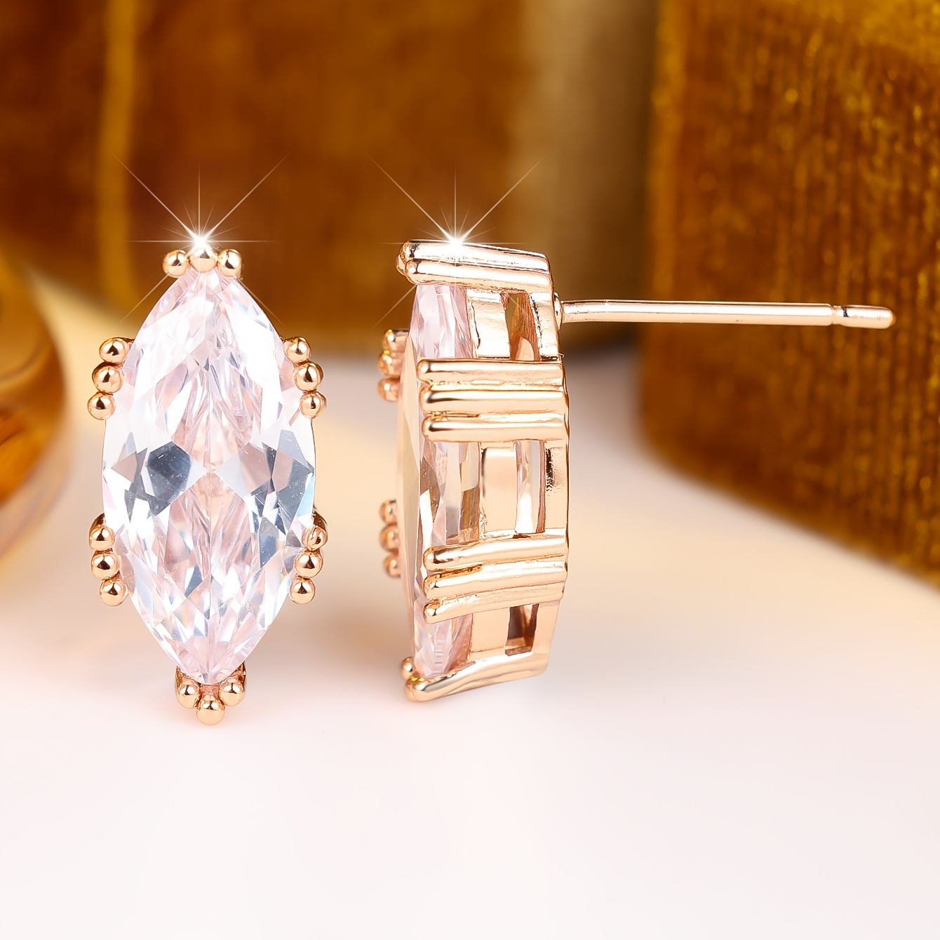 Women's Elegant White Synthetic Zirconia Stud Earrings